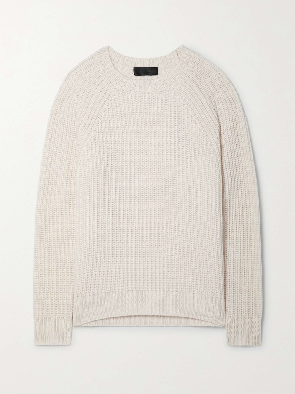 NILI LOTAN Laurette 100% Cashmere Ribbed Sweater in Ivory White